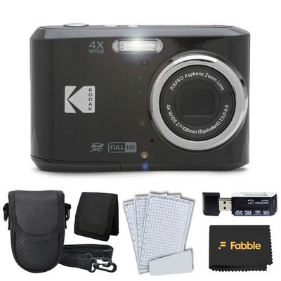 Kodak PIXPRO FZ45 Black 16MP 4x Zoom 27mm Wide Compact Camera Bundle + Accs Kit