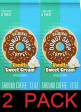 The Original Donut Shop Vanilla Sweet Cream Ground Coffee 12 oz Bag - 2 PACK