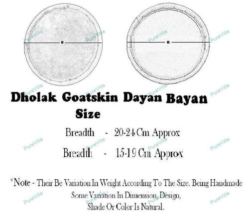 Professional Quality Dholak Dholki Goatskin Dayan Bayan Bass & Treble Head Skin - Picture 31 of 428