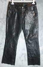 Vintage EXPRESS Black Leather Trousers W30 L31 Mid Rise Straight Festival Rock