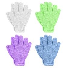 4 Pairs Exfoliating Bath Gloves, Nylon Double Sided Exfoliating Gloves