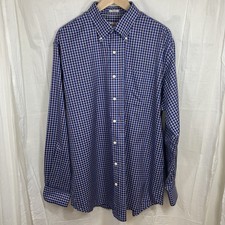 Peter Millar 100 Cotton Nanoluxe Check Plaid Striped Shirt Blues Pinks Size XL