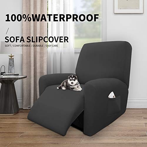 4 Stück 100% Dual Wasserdicht Liegenbezug Stretch Weich Couch Dunkelgrau - Bild 3 von 7