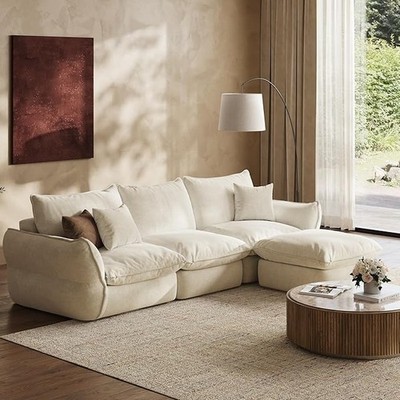 103''Down Blend L-Shaped Sectional Sofa Deep Seat Feather Filled Cloud Couch