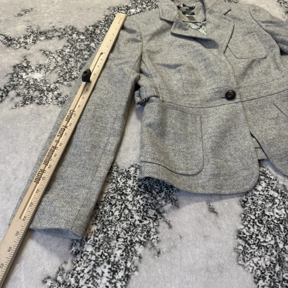 J. Crew Blazer Womens Size 10 Gray Wool One Button Jacket Robert Noble Line - Image 3 of 4
