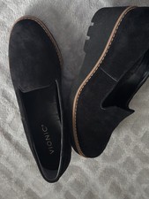 Vionic Willa Women's Wedge Loafers Black 6 Suede Lug Sole Slip On Comfort Shoes