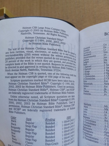 HCSB GROSSDRUCK KOMPAKTE BIBEL, SCHWARZES GEBUNDENES LEDER von Holman Bibelstab Sehr guter Zustand - Bild 6 von 10