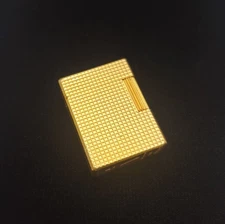 Vintage S.T. Dupont Diamond Head Ligne 1 Gold Plated Lighter Paris France 1970’s