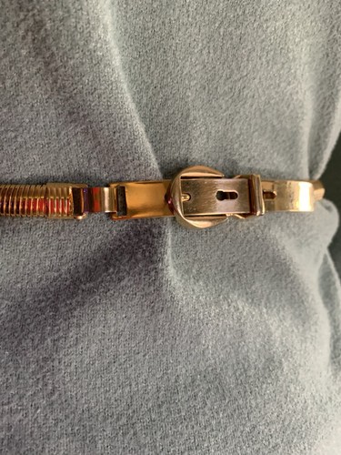 Vintage Adjustable Women's Gold Tone Stretch Metal Coil Skinny Belt 80's - Picture 8 of 14