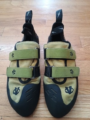 Evolv USA Made Mens Size 10 43 Rock Climbing Yellow Two Strap TraxXT5 Sole Shoes