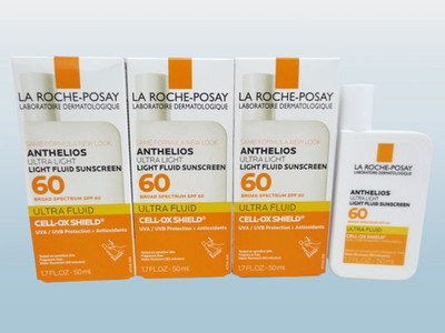 LA ROCHE POSAY ANTHELIOS ULTRA LIGHT FLUID SUNSCREEN SPF 60 1.7 OZ 10/2027 3PC