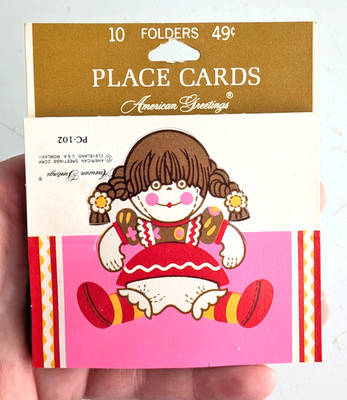 Vintage Creepy Doll Girl Placecards For Party Decor, 10 Cards Total