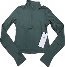 NWT ALO Yoga Softsculpt Precision 1/4 Zip Long Sleeve (Clover Green) Size S