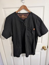 Carhartt Mens Scrub Top Black Adult Ripstop Pocket Utility Uniform Size Large
