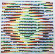 NEW Yaacov Agam Hand Painted Needlepoint Canvas 25x25" OpArt Agamograph 12ct