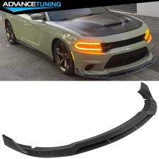 Fits 15-23 Dodge Charger SRT V6 B Style Front Bumper Lip Spoiler ABS Matte Black