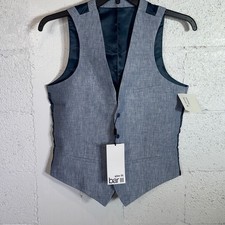 Bar III Men's Slim-Fit White 100 Linen Suit Vest blue S 115