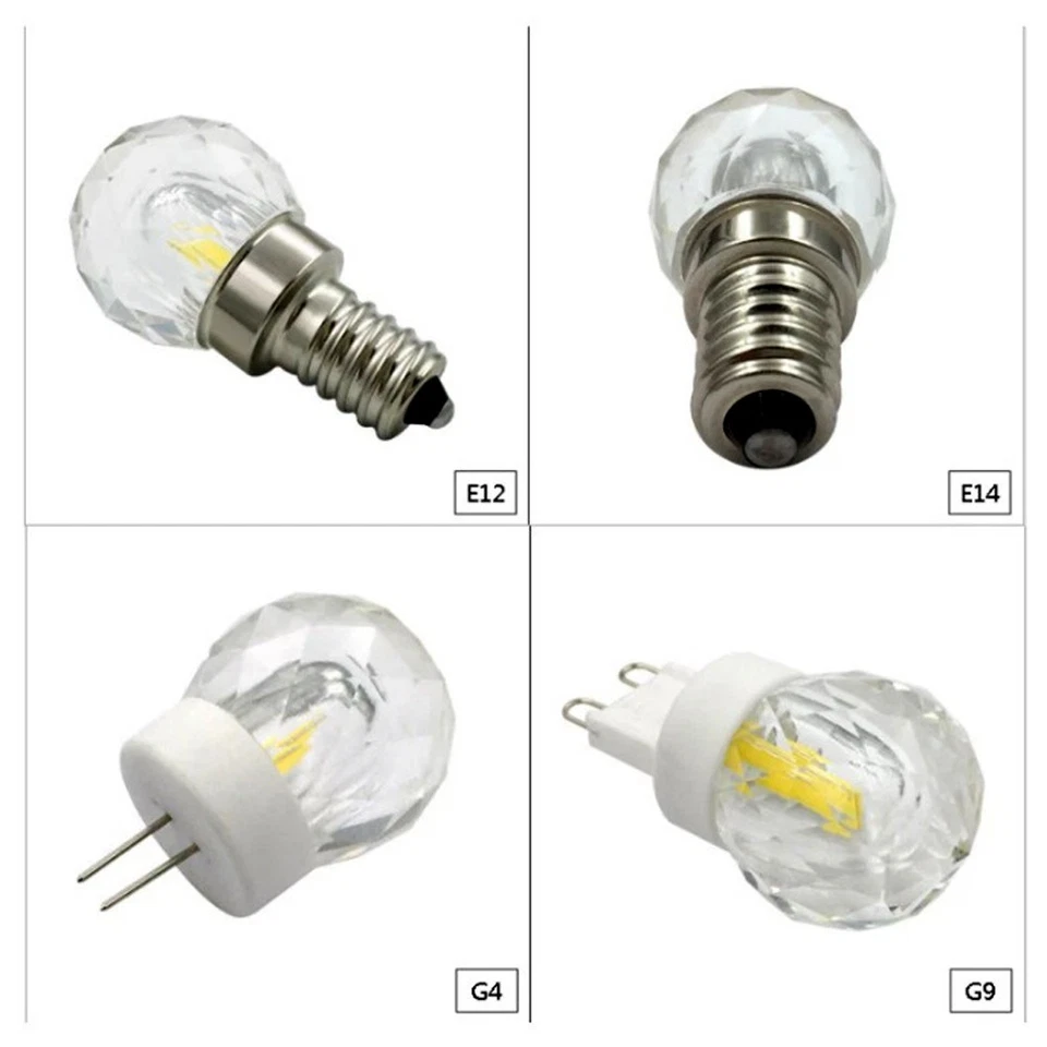 Lâmpada LED G4/G9/E12/E14 A8 vidro cristal cônico 1505 COB + 2835 #Y - Imagem 2 de 4