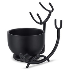 SANWA Grooming Shaving Kit for Men,Strong Razor and Brush Black Stand Bowl