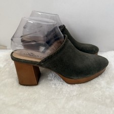 Lucky Brand Womens LK Randre Mule Clog Block Heel Green Saddle Boho 7