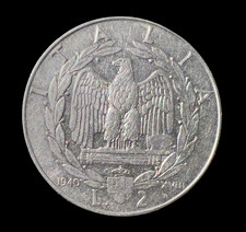 1940 Italy 2 Lire Vittorio Emanuele III KM#78 WWII Nickel Coin (Non-Magnetic)