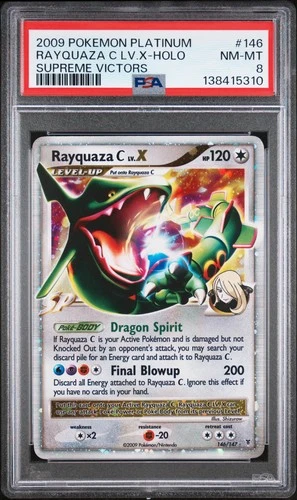 2009 POKEMON PLATINUM SUPREME VICTORS #146 RAYQUAZA C LV.X-HOLO PSA 8