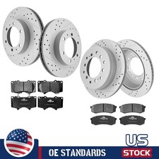 For Toyota FJ Cruiser 4Runner Front Rear Drilled Disc Rotors Ceramic Brake Pads