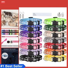 14 Puppy Collars Glow in the Dark Breakaway Soft Nylon Adjustable With ID Tags
