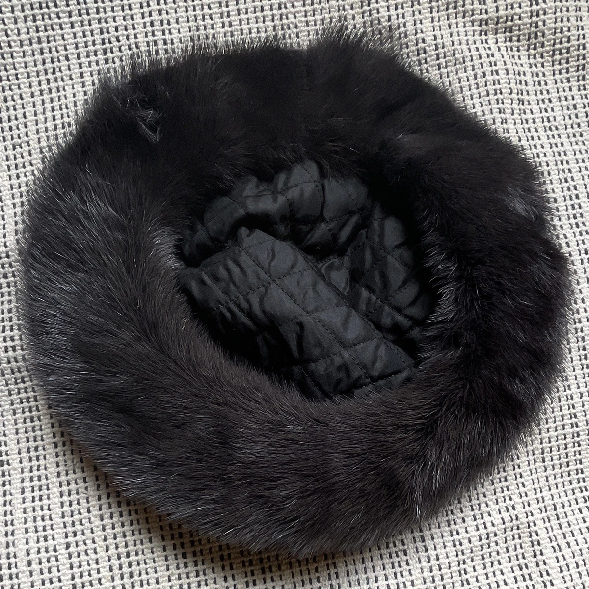 Vintage Pelzmütze Fellmütze Winter/Herbst Schwarz/Anthrazit