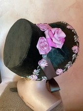 Schute z.Biedermeierkleid,Hut z.Western,Krinolinenkleid,Südstaaten,Samt,dkl.grün