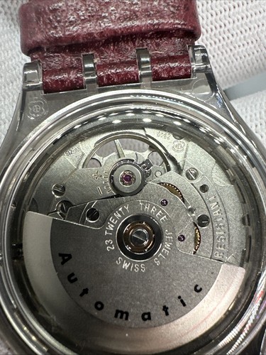 Vintage 1991 Swatch SAM100 "Rubin" New Old Stock With Case Runs Keeps Time Skele - Picture 12 of 24