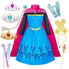 Elsa Coronation Dress UP Set Girls Birthday Party ELSA Costume - FAST Ship USA