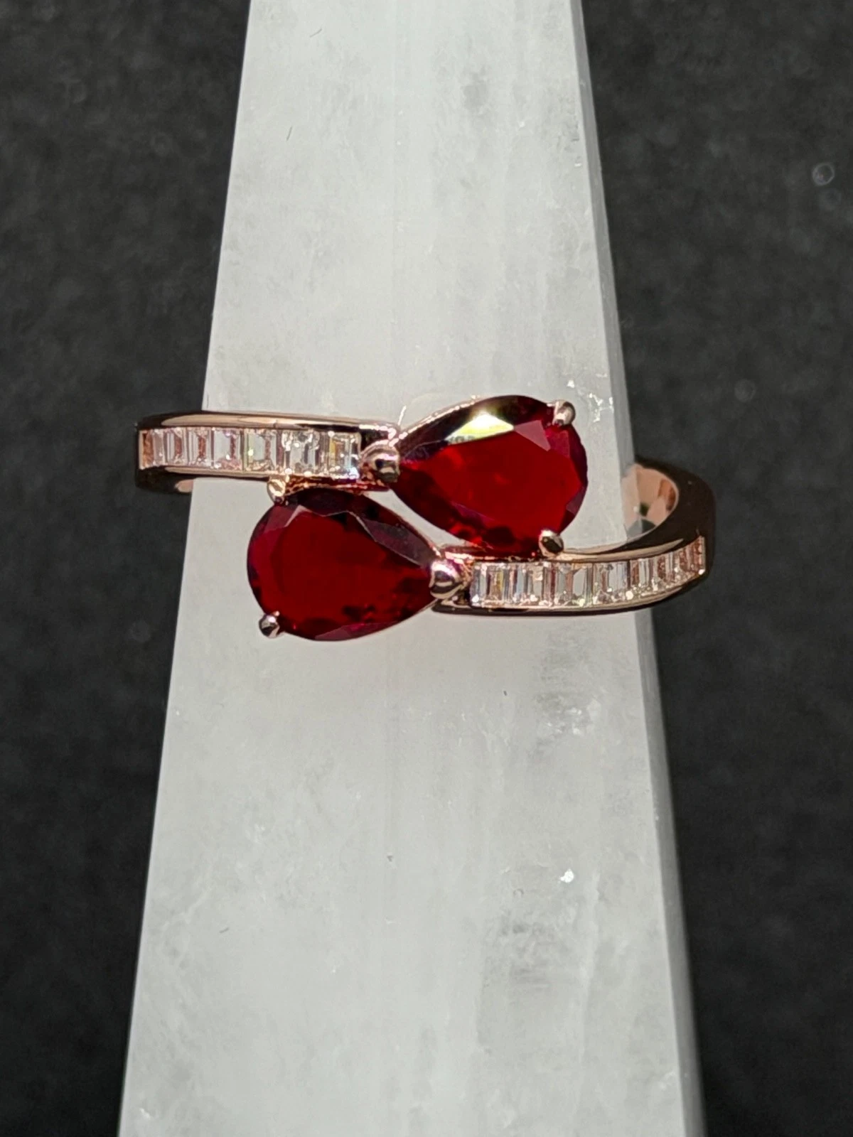 Bomb Party Ring Sz 10 "The Jackie Ring" Garnet on Rose Gold image 1