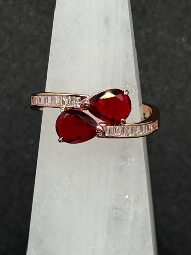 Bomb Party Ring Sz 10 "The Jackie Ring" Garnet on Rose Gold - product listing photo
