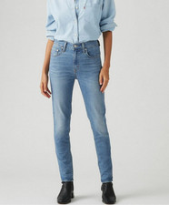 New Levi's Women 721 Skinny Jeans W25 X L32" Light Blue Trousers Jeans For Women