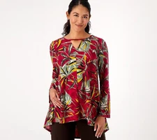 Attitudes by Renee Global Illusions Hi-Low Tunic Maroon Jungle XS New