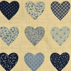 Vintage Fabric Pillow Panel Country Blue Hearts 18" x 16" Vintage 1970s — photo 3