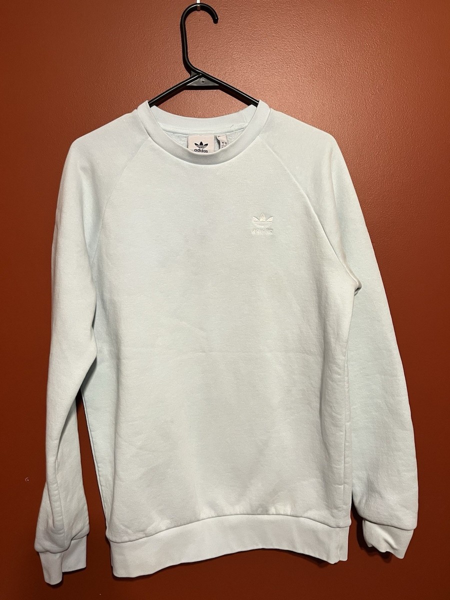 Adidas Originals Light Blue Sweatshirt Small Trefoil Logo Stitch