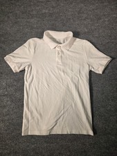 Wonder Nation Boys Polo Shirt Sz L 10-12 Solid White Short Sleeve Casual Shirt