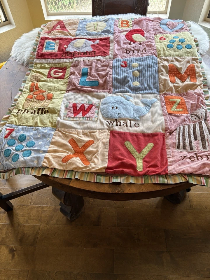 CoCalo Nursery Crib Bedding Quilt Alphabet Animals  Baby Toddler Nursery 41”X34” - Image 2 of 4