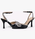 Elegant Black Satin Rhinestone Bow Stiletto Heels - Women Size 8.5 - NEW IN BOX — photo 6