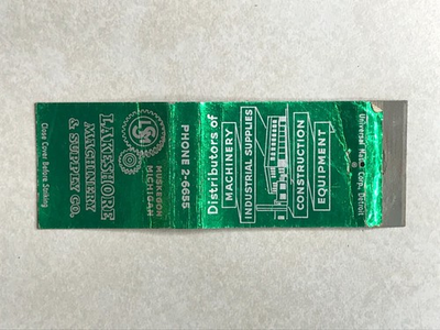 #ad R514 Matchbook Cover Lakeshore Machinery amp; Supply Co. Muskegon Michigan MI $4.99