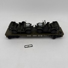 Model Train Sales Inc 0/027 Guage 72249 Flat Car W/ 2 Army Jeeps