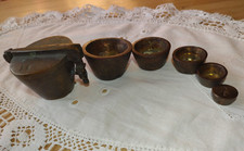 Stary ciężar kubka 6 sztuk waga garnka mosiądz farmaceuta kompletny