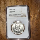 1957 D Franklin Half Dollar NGC MS64FBL(Full Bell Lines)