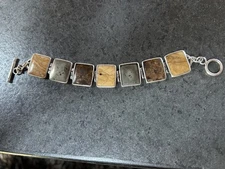 Superb vintage Silpada sterling silver multicolor square gemstone links bracelet