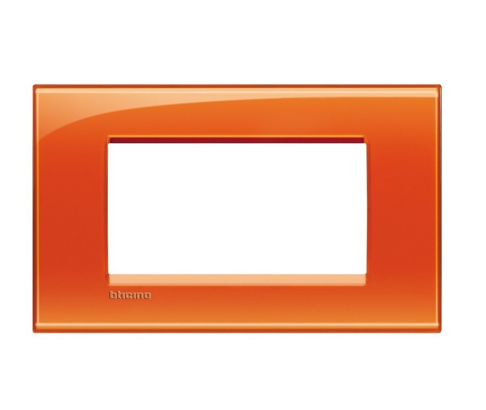 BTICINO LIVING LIGHT placca quadra 4 moduli arancio deep LNA4804OD