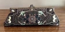 Moyna Couture Satin, Hand-beaded, Swarovski Crystal Clutch