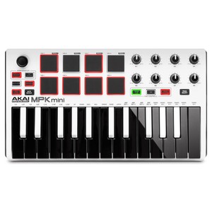 Akai-MPK-Mini-MKII-MK2-25-Key-Compact-USB-MIDI-Keyboard-MPC-Pad-Controller-White