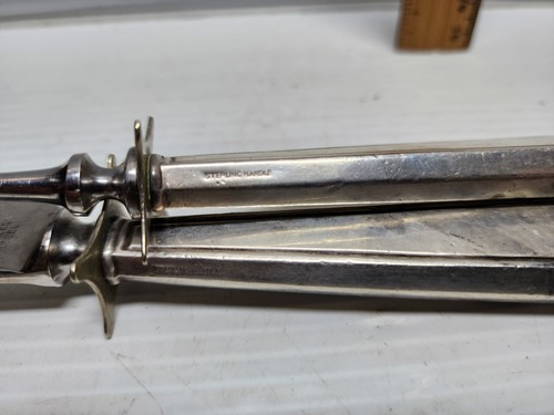 Set coltello/forchetta vintage argento sterling/acciaio inox intaglio monogramma R - Foto 4 di 4